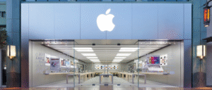 Logo da Apple sobre fundo tecnológico simbolizando lucro recorde no 4º trimestre de 2025