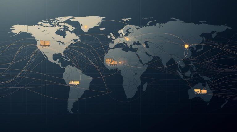 cadeias produtivas globais representadas por fluxos logísticos internacionais