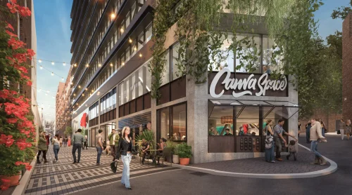 Fachada do Canva representando o crescimento global da empresa e o equilíbrio entre criatividade humana e tecnologia